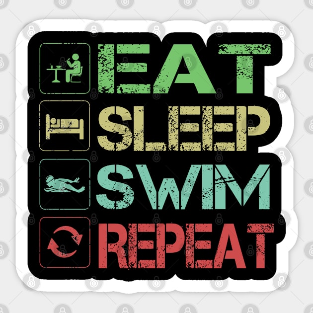 eat sleep swim repeat Sticker by Vitntage